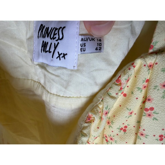 Princess Polly Yellow Floral Mini Dress Size L - Picture 4 of 6
